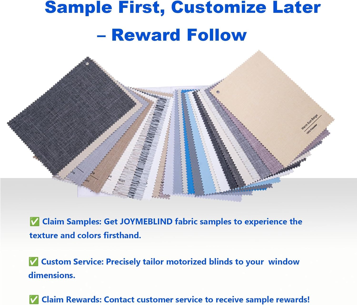 Motorized Roller Blinds with Remote Control, 100% Blackout Roller Shades Fabric Samples, Multi-Color