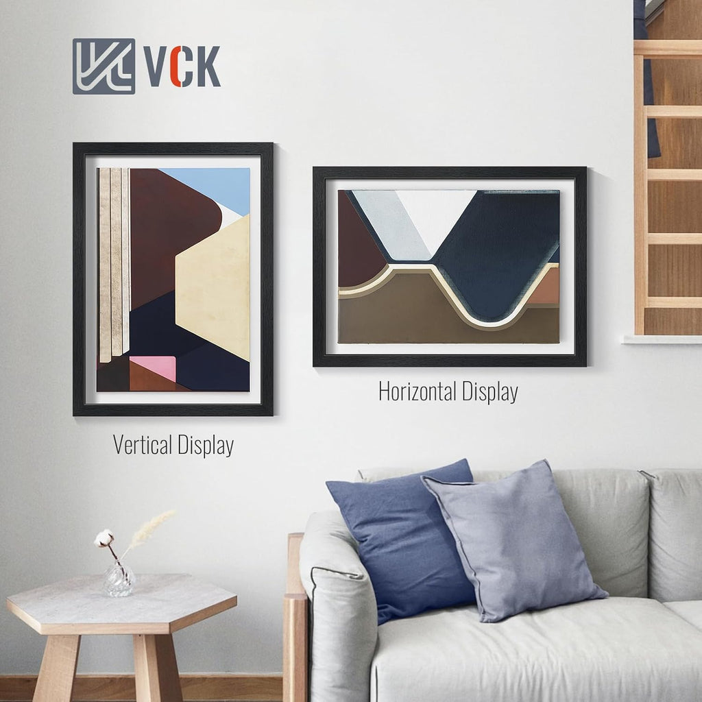 VCK 20x28 Picture Frames Black Set of 6, Wide Border Wood Poster Frame, Multi-Directional Display Family Photos, Office Prints, Studio/Gallery Art, Woodgrain Series, Wall Hanging