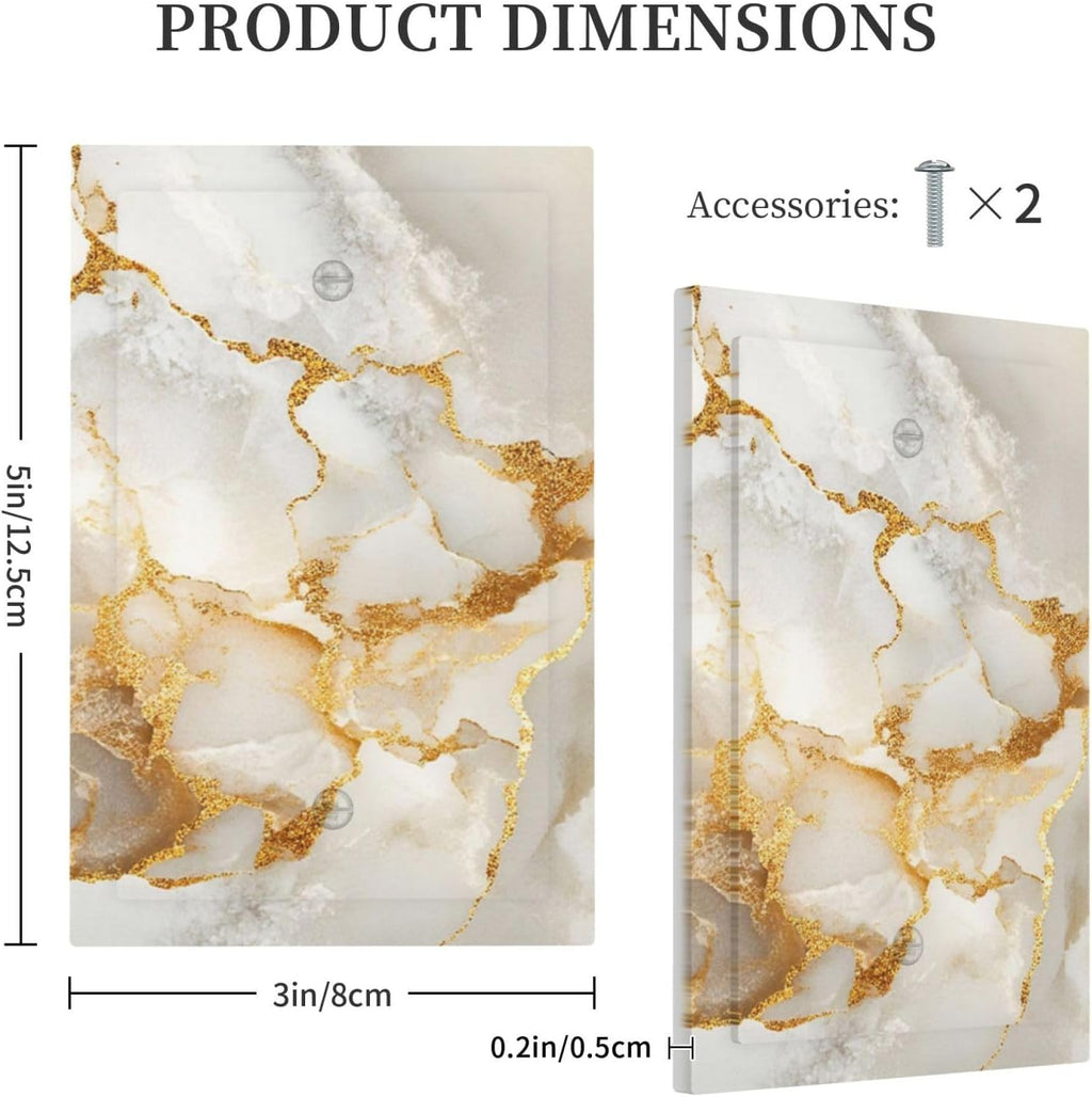 Gold Marble Crack Simple Abstract Print Light Switch Cover Plate 1 Gang No Device Blank Electrical Wall Plates Faceplate Decorative Switch Plate for Bathroom Kitchen Home Decor