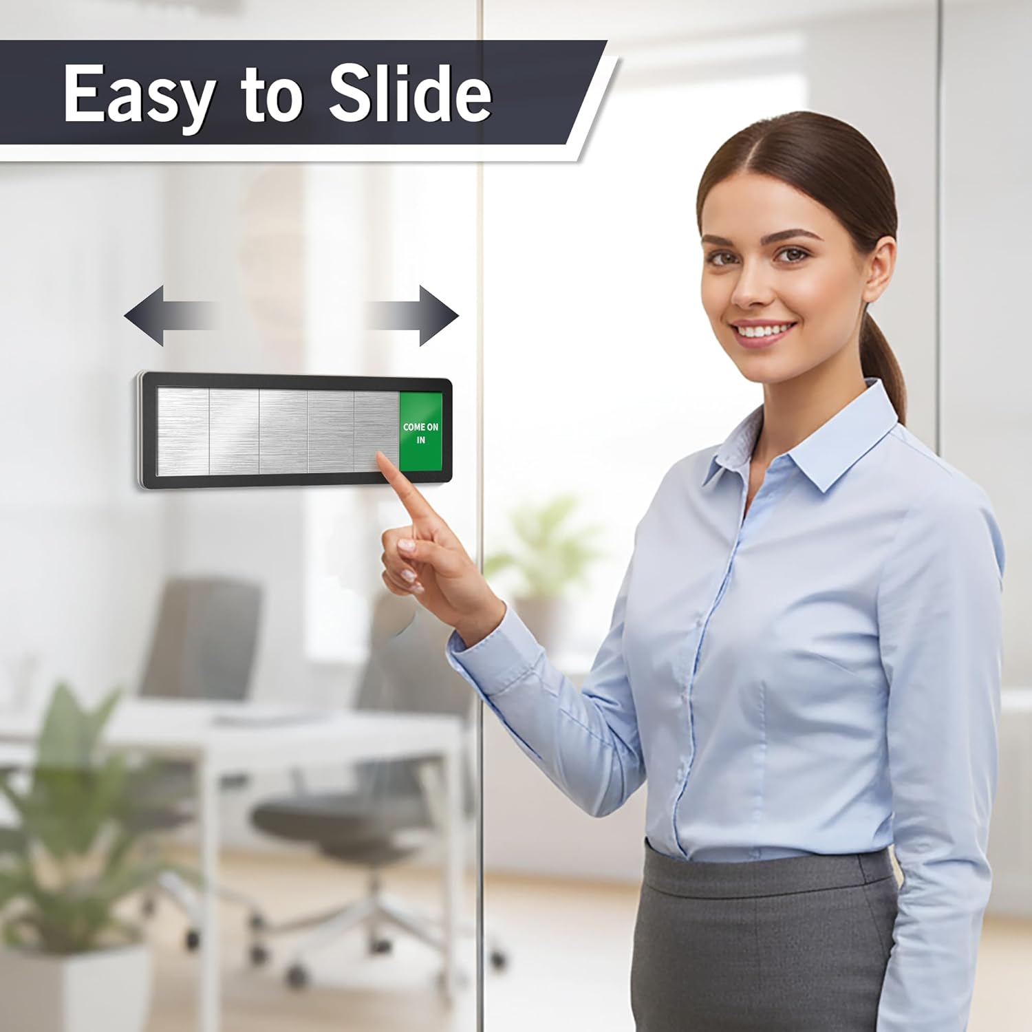 Office Door Signs-Meeting in Progress Door Sign with 6 Options, Do Not Disturb, In a Meeting, Out of Office, Please Knock, Working from Home, Back Soon, Business Privacy Sign Shows the Status of the Person Inside the Room