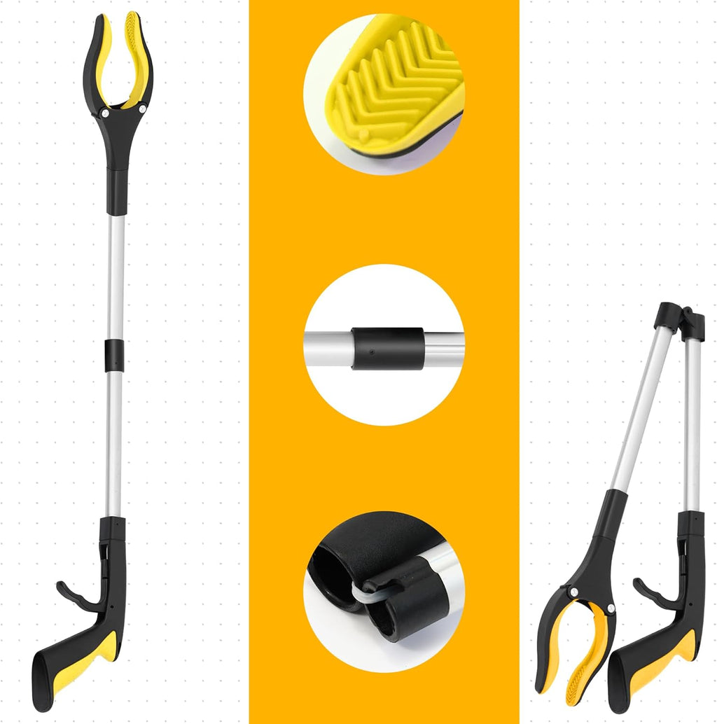 Grabber Reacher Tool -2 Pack 32” Reacher Grabber Tool with Strong Magnetic and Swivel Head - Pick Up Stick Grabbers for Seniors, Trash, Surgery Recovery Must Haves Gifts(Yellow)