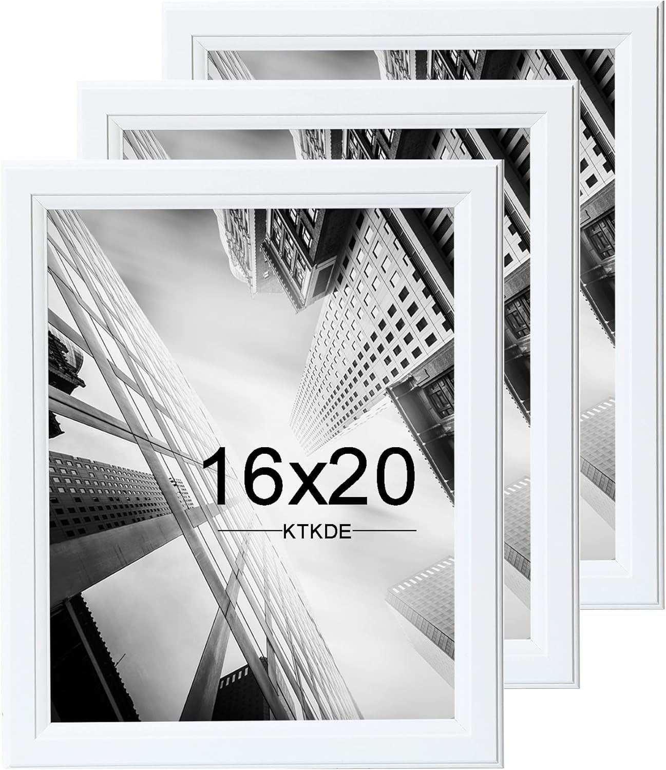 KTKDE 16x20 Picture Frame Set of 3,Studio Gallery 16 by 20 Poster Frame White Wooden, Large Frame for Photos, Posters - Art Prints best gift
