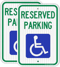 (2 Pack) Handicap Parking Sign, Reserved Parking Sign, Large 18" x 12" Engineer Grade Reflective Sheeting, Rust Free Aluminum, Weather Resistant, Waterproof, Fade Resistant, 2 Pre-drilled Holes