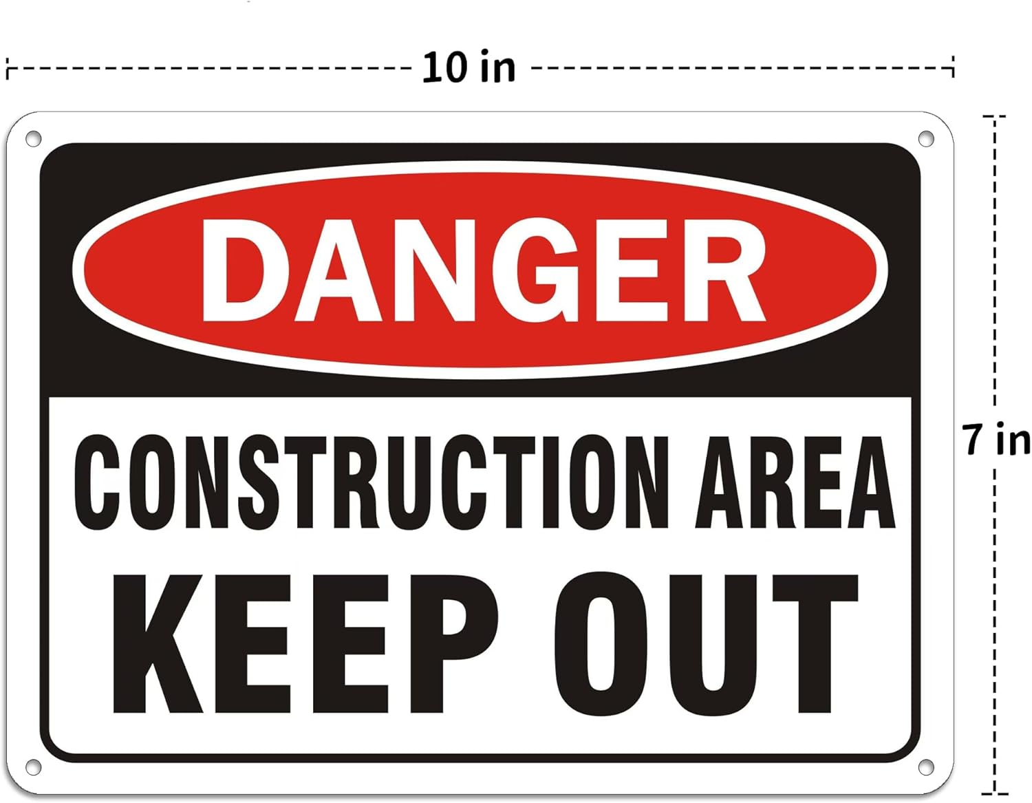 2 Pack "Danger - Construction Area, Keep Out" Sign, 10"x 7" Rust Free Reflective Aluminum Metal Sign, Fade Resistant, Waterproof, Easy to Mount ﻿