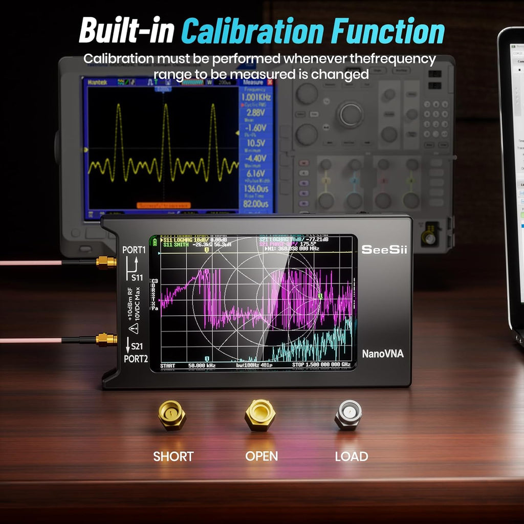 SEESII Upgraded NanoVNA-H4 Vector Network Analyzer, Latest V4.4 9KHz-1.5GHz HF VHF UHF 4" Touch Screen VNA Antenna Analyzer Measures S Parameters,Voltage Standing Wave Ratio, Phase,Delay, Smith Chart
