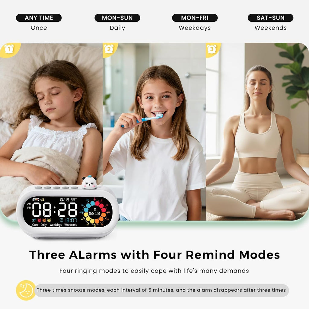 Mooking Digital Visual Timer for Kids, Large LED Digital Alarm Clock for Bedrooms, Rechargeable 199-Minute Silent Countdown Timers, Focus & Smoother Routines, Fitness Baking Studying Teaching