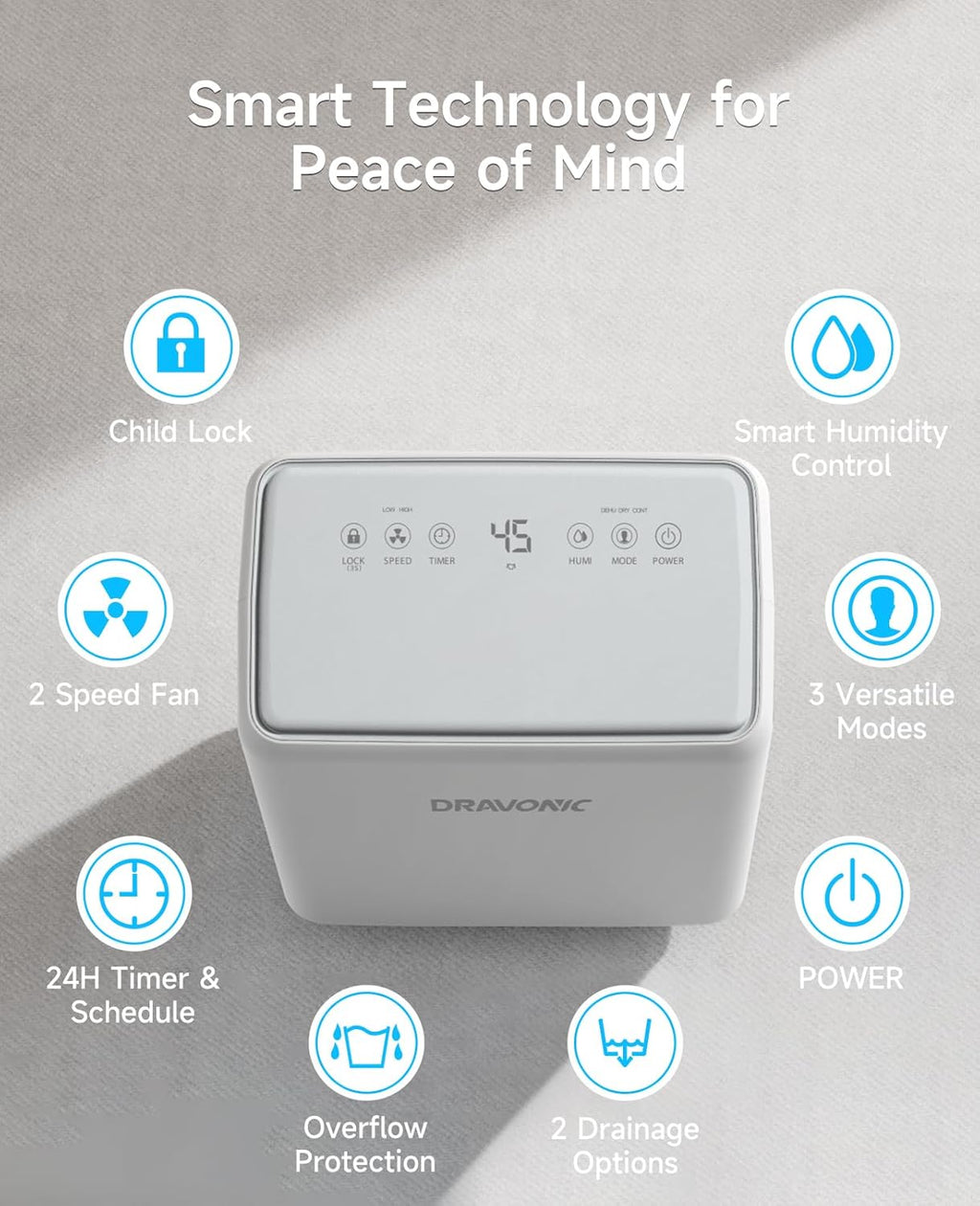 2000 Sq. Ft Dehumidifier for Basement, 30 Pint Dehumidifiers for Home, Bedroom and Bathroom, 3 Modes Dehumidifier with Drain Hose, Smart Humidity Control, 24H Timer (White)