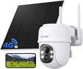 Cinnado 4G LTE Cellular Security Camera-No WiFi Outdoor Camera Wireless with 5W Solar Panel, 2K 360° Color Night Vision, PIR Motion, TF Card Storage, Works with Alexa, SIM Card Included, B6 4G 1P