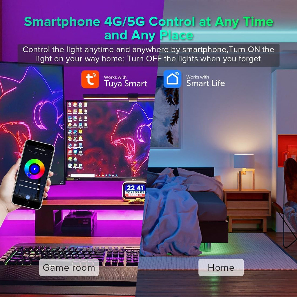 5in1 WB5 2.4GHz WiFi PWM LED Controller Compatible with Alexa Google Home Smart Life Tuya APP for Dimming CCT RGB RGBW RGBCCT LED Strip Light Controller Works with WR01RF WR02RF, DC12V-24V