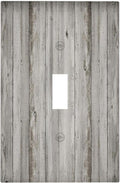 Decorative Light Switch Cover Farmhouse Rustic Grey Barn Door Wood 1 Gang Single Toggle Device Electrical Faceplate Switchplates Decorator Outlet Wall Plate for Bedroom Cabin Decor