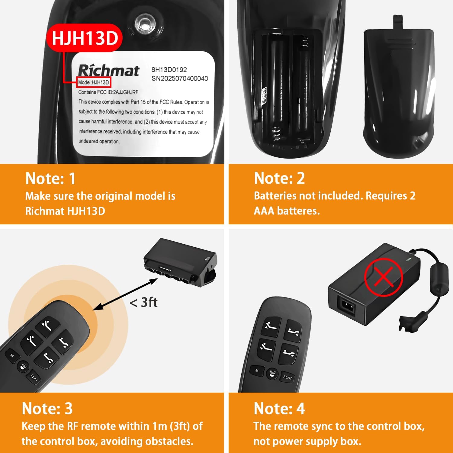 Adjustable Bed Remote for Richmat HJH13D Adjustable Bed Replacement Parts
