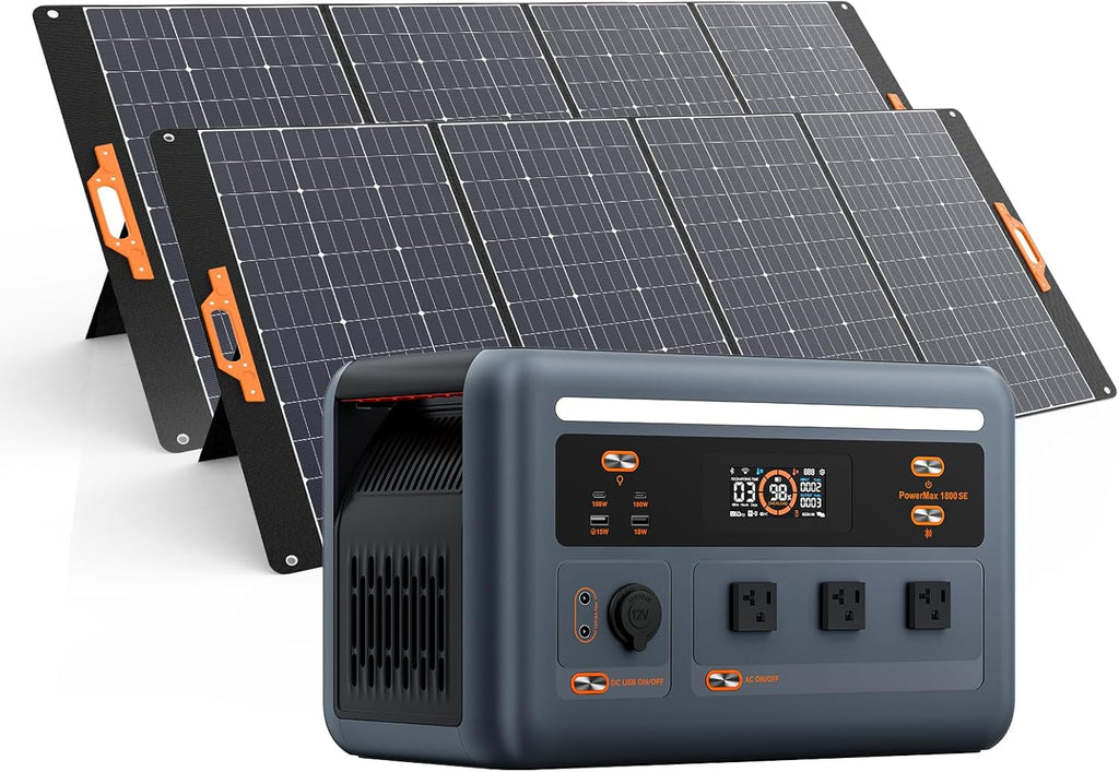 OSCAL PowerMax 1800SE Portable Power Station with 2x400W Solar Panel, 1024Wh LiFePO4 Battery, 1800W AC (3600W Surge)/100W USB-C Output,Solar Generator for Camping, RV, Home Backup Power