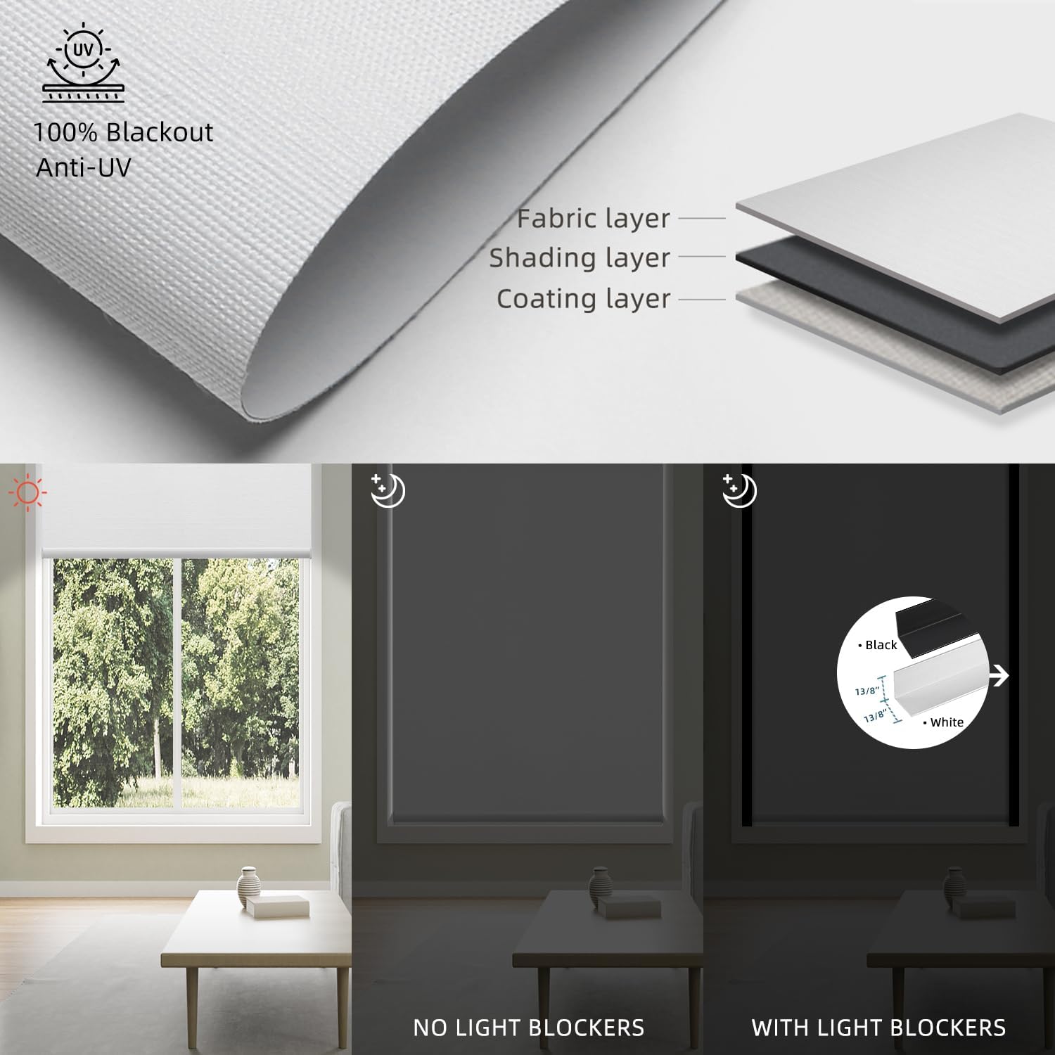 SmartWings Motorized 100% Blackout Shades Blinds, Custom Size, Cordless Window Shades with Rechargeable Battery, Work with Matter/Apple HomeKit, Alexa, Thread/Zigbee, Remote Optional, Essential White