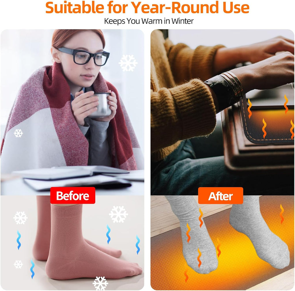 Heated Desk Pad Mouse Pad - Heated Desk Mat - Warm Desk Pad - 3 Levels Heating & 4 Hours Auto Shut-Off, PU Leather Mouse Pad - 31.5 x 13 inch (Medium Grey)