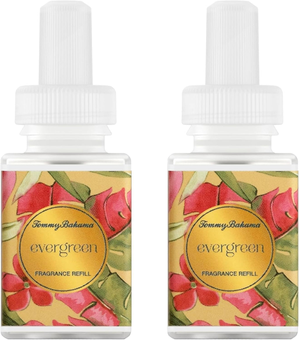 Pura & Tommy Bahama Home Scent Refill - Smart Home Air Diffuser - Up to 120-Hours of Luxury Fragrance per Refill - Home Essential - Clean & Safe Diffuser Fragrance - 2 Pack, Evergreen