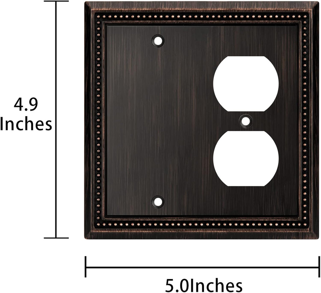 Henne Bery Sunken Pearls Heavy Duty Decorative Wall Plate Switch Plate Outlet Cover (Blank/Duplex, Aged Bronze)