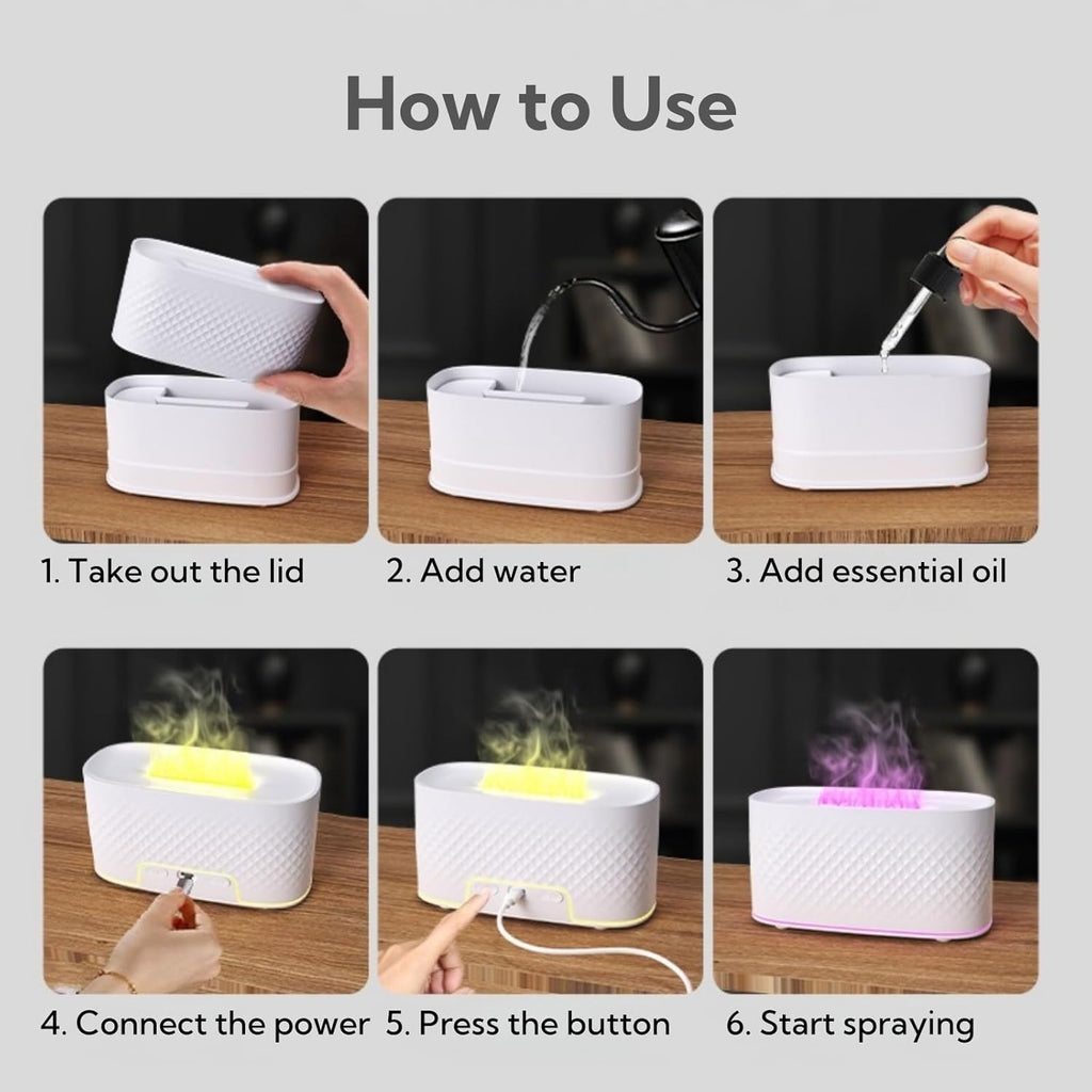 Portable Small Humidifier Dual Nozzle - Large Cool Mist Humidifiers Double Spray Ports, Water Shortage Protection, Ultra-Quiet, Mini Humidifier for Bedroom Plants Office Car Travel (Flame Volcano)