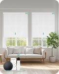 Allesin Motorized Roller Blinds – Rechargeable Smart Shades with Remote & Quiet Motor, Top/Bottom Aluminum Rails, Alexa-Compatible for Window (33" W x 72" H, 100% Blackout Cloud-Patterned)