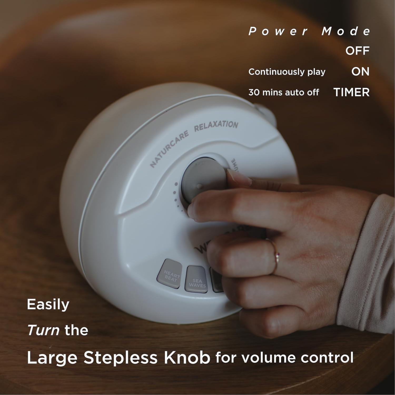 WELLCARE-Naturcare Sound Relaxation, White Noise, 7 Nature Sounds, Sleep Sound Machine, Calm Infants, for Baby, Kids, Adult. Stepless Volume, Timer, Powered by Adapter(Incl.) or Batteries(Not Incl.)