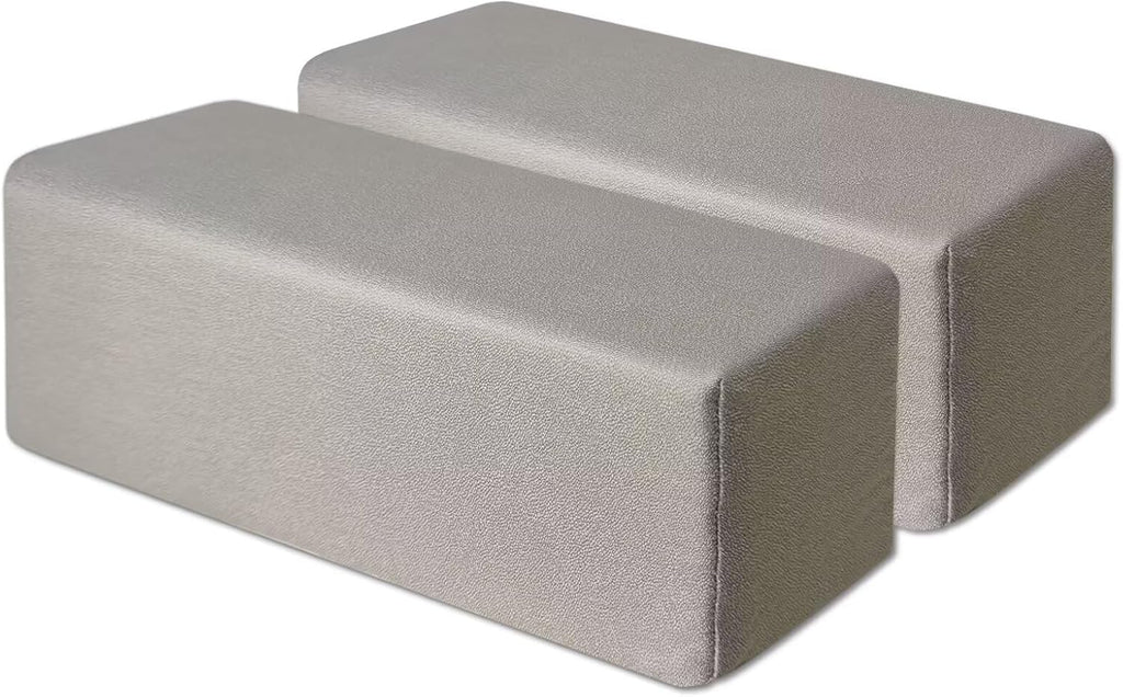 2 Pack Couch Arm Rest Pillow 6''x6''x20'' Faux Leatharie Armrest Cushion, High Density Foam Pillows, Removable & Washable Headboard Elbow Support for Armchair Sofa Bed, Light Gray
