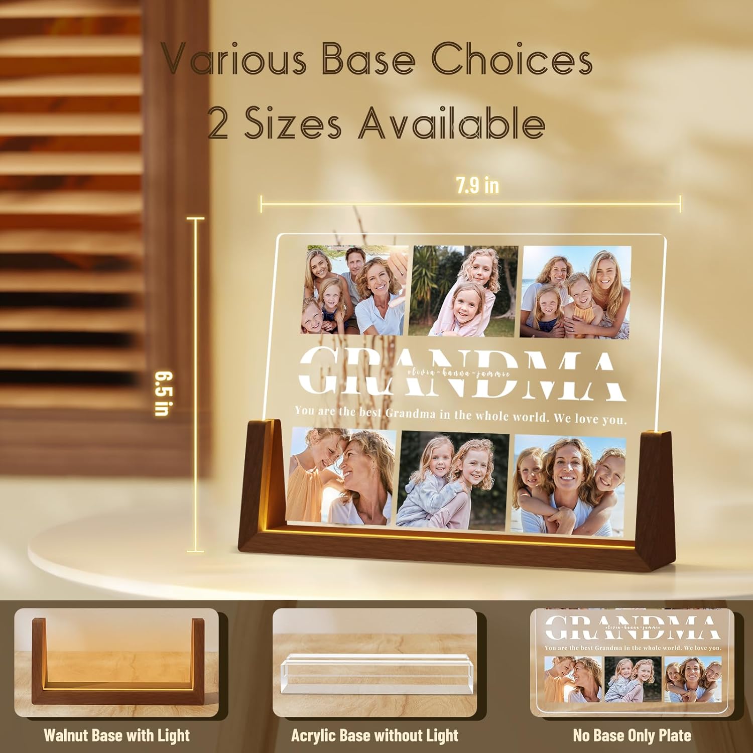 Photo Decorative Plaque Personalized Grandma Gifts, Custom Grandma Gifts for Mothers Day from Grandkids, Customized Grandma Picture Frame, Best Grandma Ever Gifts on Birthday