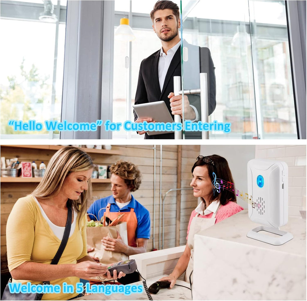 GREENCYCLE Door Chime, Wireless Door Open Chime, Door Open Contact Alarm Rechargeable, Door Sensor with Adjustable Volume, 600ft Range, 36 Chimes and Mute Mode LED Flashing, for Home/Office/Store