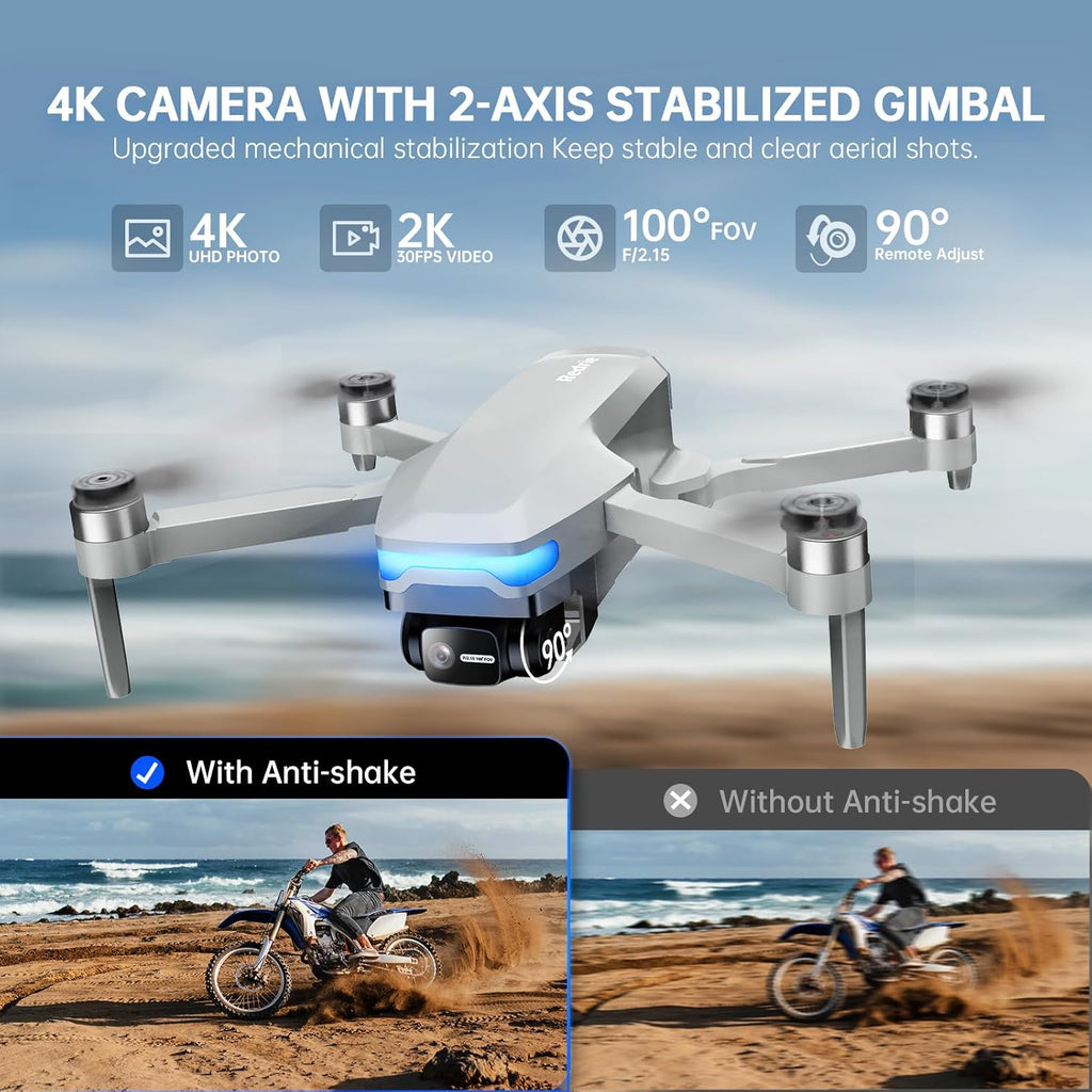 Drones with Camera for Adults 4K, Foldable Beginner Drone with Brushless Motor, Auto Follow, Tap Fly, Circle Fly, One Key Start, Under 249g