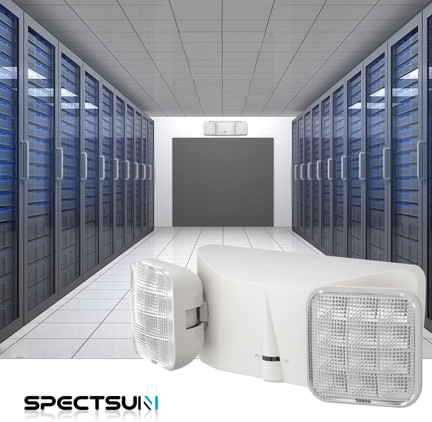SPECTSUN 2 Packs Led Emergency Light White, Adjustable Square Head Emergency Led Light with Battery, White Emergency Light/Emergency Light Fixture/Emergency Exit Sign/Emergency Exit Light.