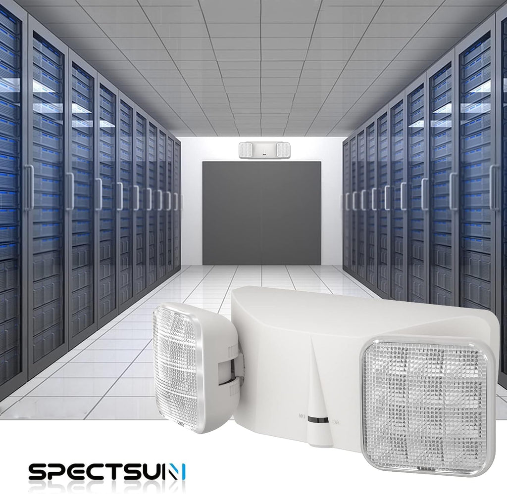 1 Pack LED Emergency Lights, Commercial Lighting for Business, Power Outages, Offices, with Backup Battery (90 Minutes), Wall Mount, Hard Wired, 120-277V, Fire Resistant (94V-0) UL.