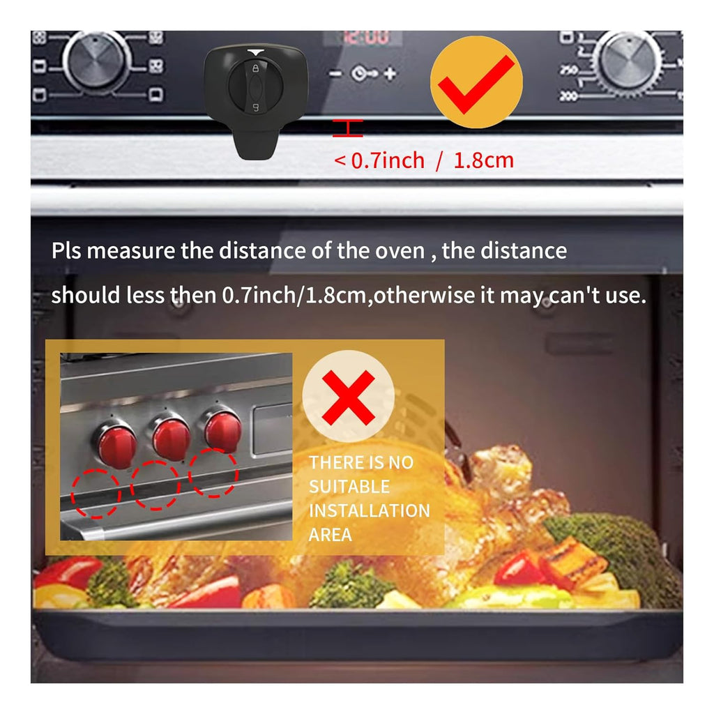 Knob Switch Child Proof Oven Lock Baby Safety Oven Door Lock for Toddlers Heat-Resistant Adhesive no Tools Need or Drill (Black-1Pcs)