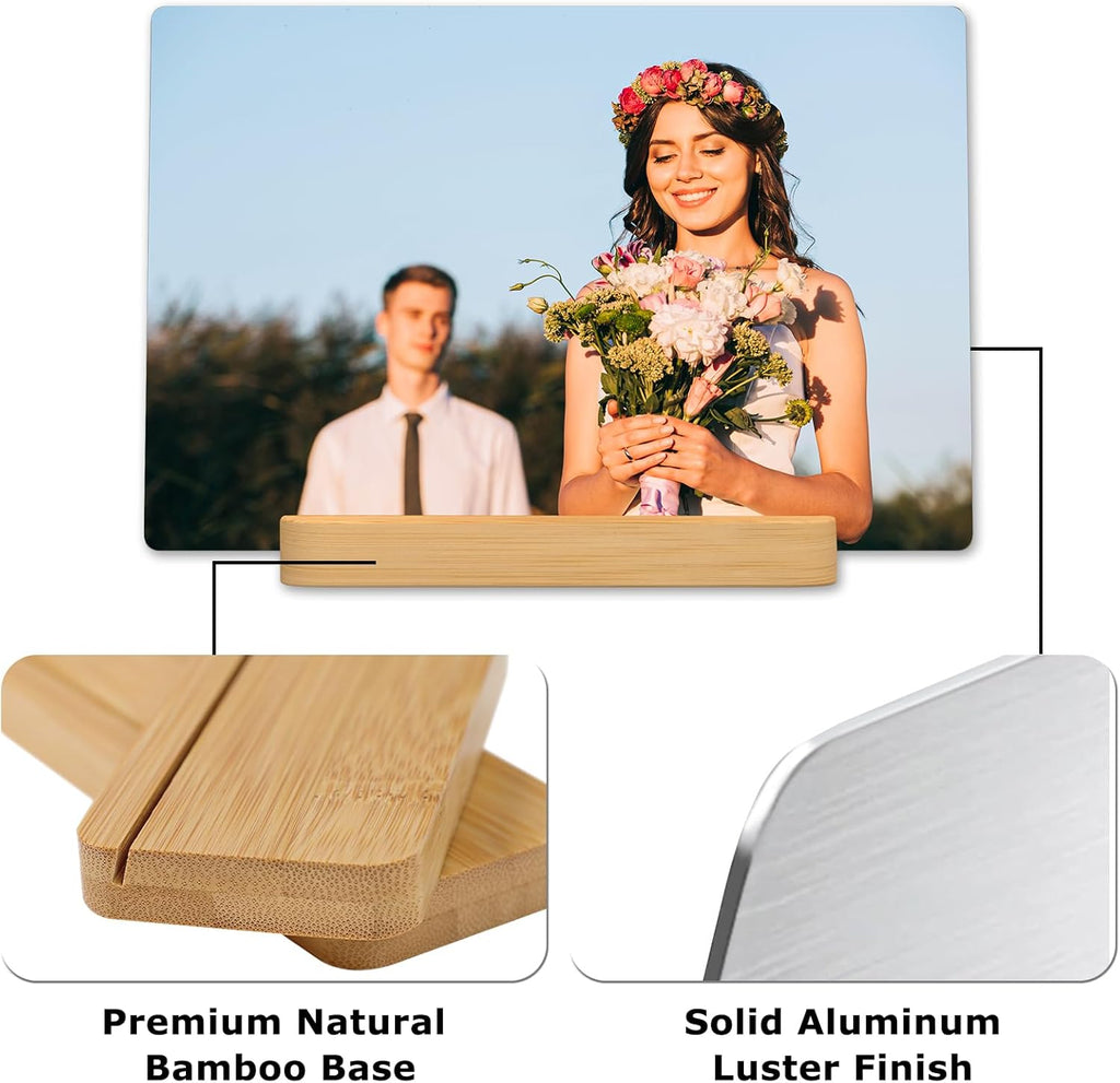 XIAODAXIA Custom Metal Photo Frame Gifts Personalized Photo Prints for Famlily and Friends -Gift Wrapping Available-Horizontal and Text-Sameday Pickup