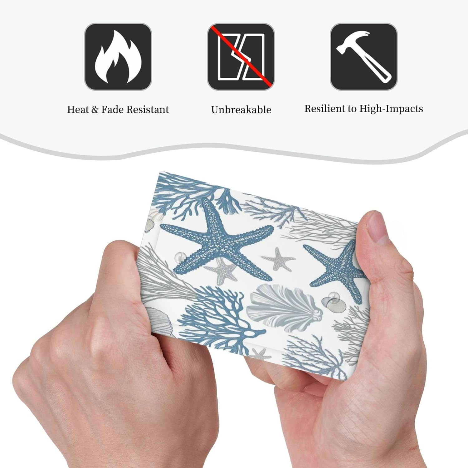 Blue Starfish Nautical Beach Conch Coastal Coral Shell Light Switch Cover Plate 1 Gang No Device Blank Electrical Wall Plates Faceplate Decorative Switch Plate For Kids Room Bathroom Decor