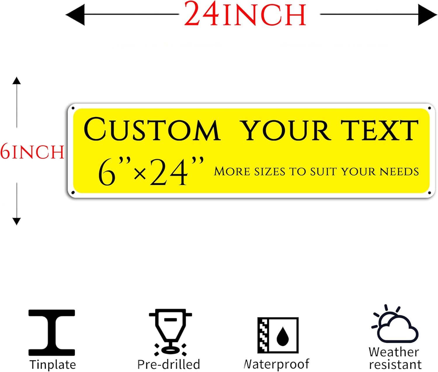 Custom Signs Outdoor Metal, Personalized Street Sign,Aluminum Weatherproof Metal Sign Multiple Sizes, doorplate, guide sign, night visibility, Business, Workplace, Home, Delivery Signs(6 * 24 Inch)