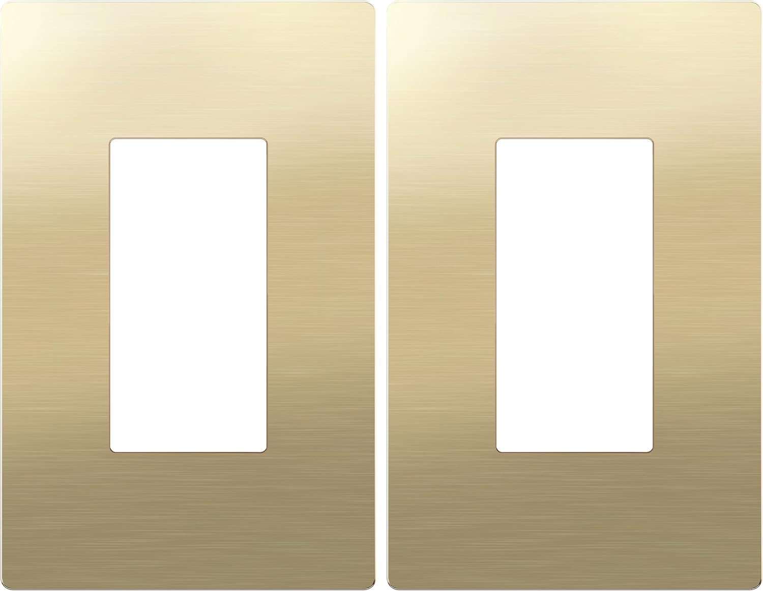 LIDER Screwless Metal-Surface Wall Plate, Decorator Switch Cover, Temperature and Impact Resistant, 201 Stainless Steel, Modern Decoration Upgrade, Mid-Size 1-Gang 4.88" x 3.11", Brushed Brass, 2 Pack
