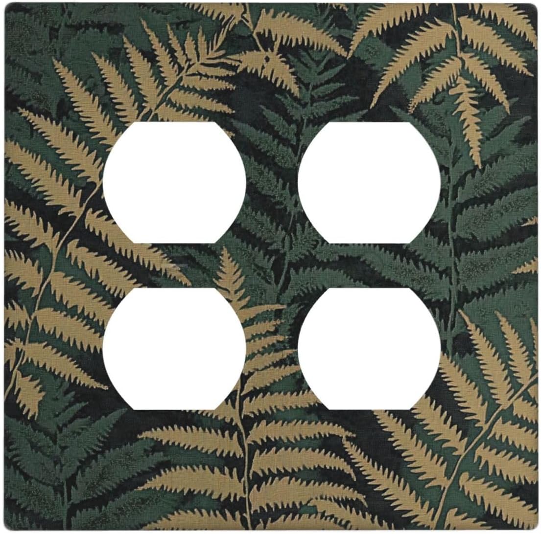 Outlet Covers Botanical Fern Green Leaf Forest 2 Gang Double Duplex Decorative Light Switch Covers Electrical Wallplates Socket Faceplate For Bed Room Home Decor