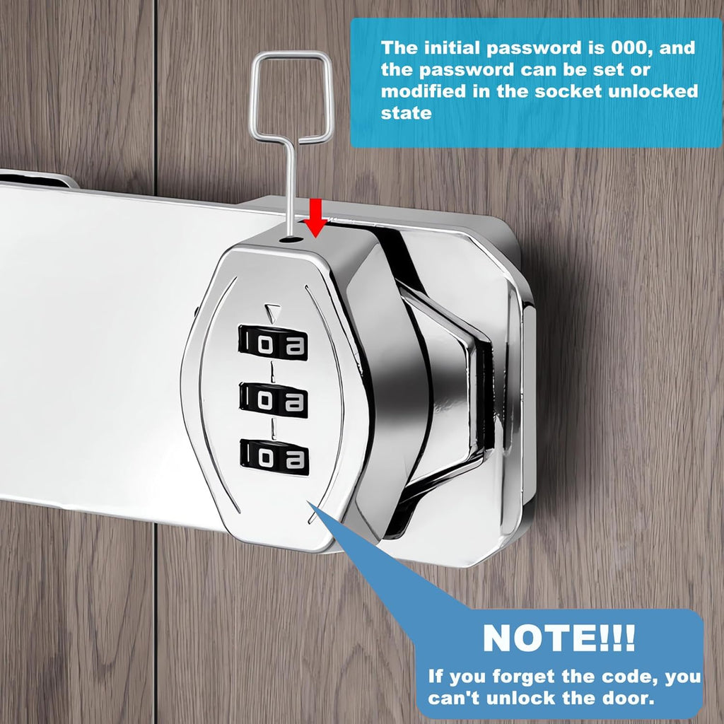 Mechanical Password Rotary Hasp Locks, 3 Digit Keyless Combination Lock for Cabinet Doors, Door Security Slide Latch Lock for Cabinets, Gate Locks for Barn Door, Bathroom, Outdoor