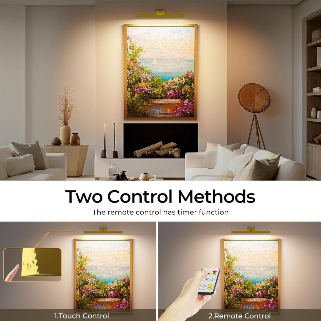 Picture Lights Wall Light 16in CCT Gallery Light | Battery Operated, Timer, Remote Control, Adjustable Brightness, Long Lasting, for Wall, for Paintings, for Living Room, Art, Dartboard, Decor