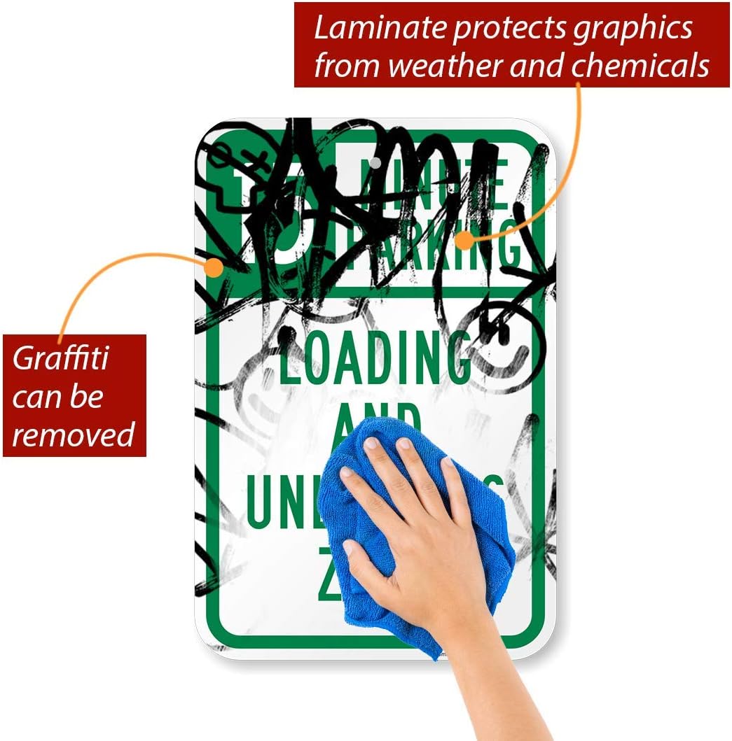 SmartSign "15 Minute Parking, Loading And Unloading Zone" Sign | 12" x 18" Aluminum