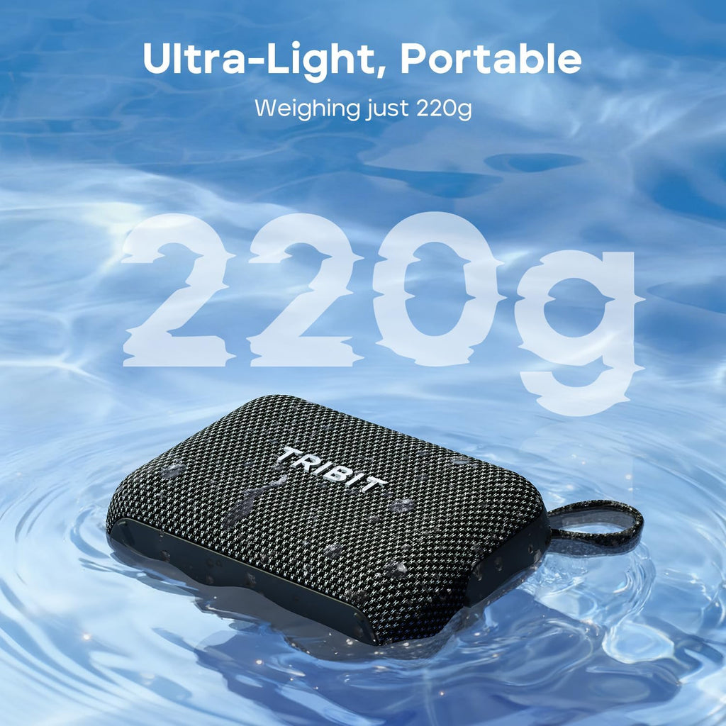 Tribit PocketGo Portable Bluetooth Speaker, 20H Playtime, IP68 Waterproof/Dustproof, Wireless, BT6.0, Shower, Powerful Sound, Custom EQ, TWS, Support TF Card, Floatable, Type-C, Travel/Outdoors (Blue)