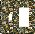 Decorative Outlet Covers Rustic Green Leaf White Daisy Yellow Floral 2 Gang Wall Plate Single Toggle 1 Rocker Light Switch Cover Switch Plate Covers Faceplate for Bedroom Home Decor