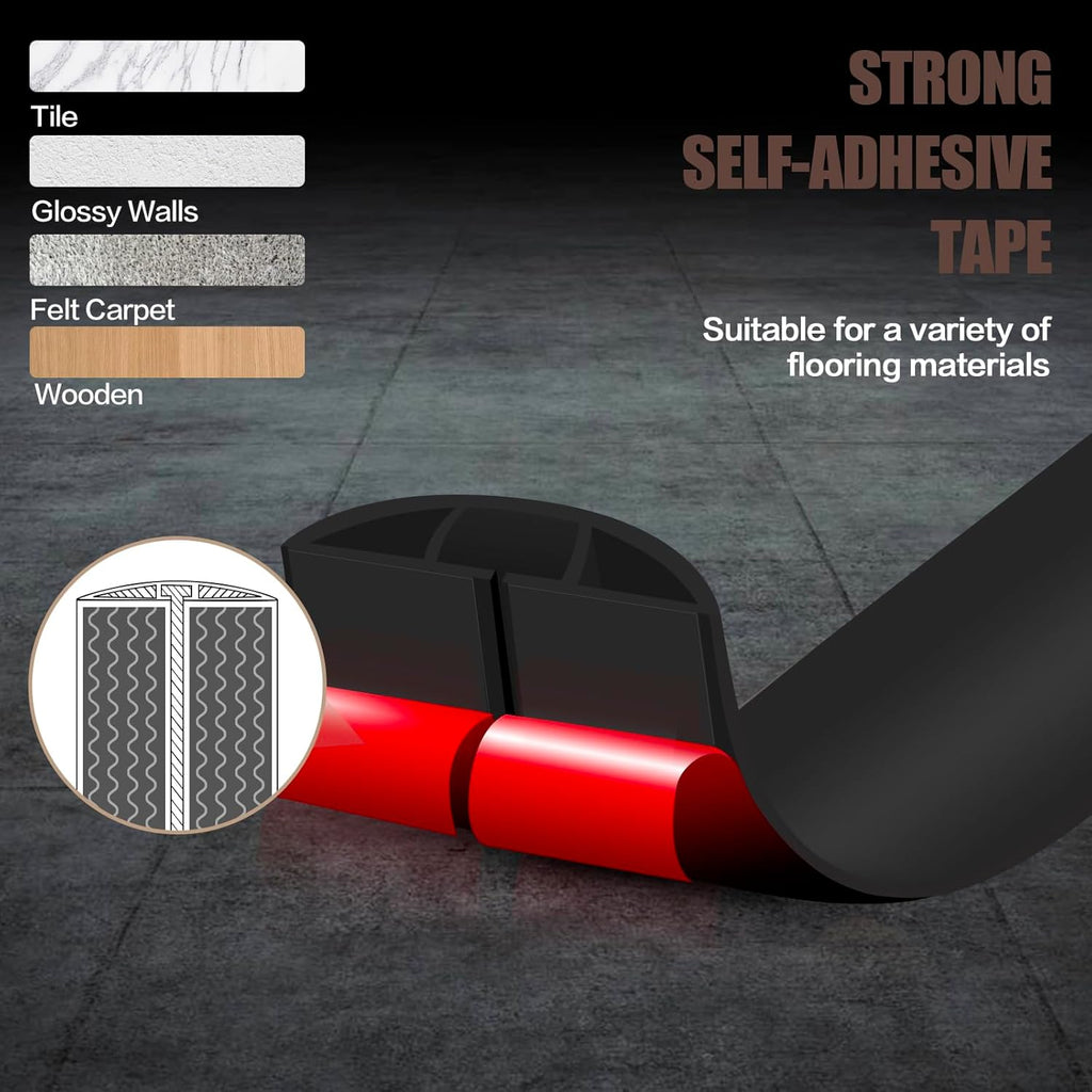 Floor Cord Cover Self Adhesive Cord Hider,3.3FT Cable Management, Extension Strip Protector for Wires, Prevent Cable Trips for Offices, Gyms, Exhibitions Cavity:0.51"(W) x 0.3"(H) Black