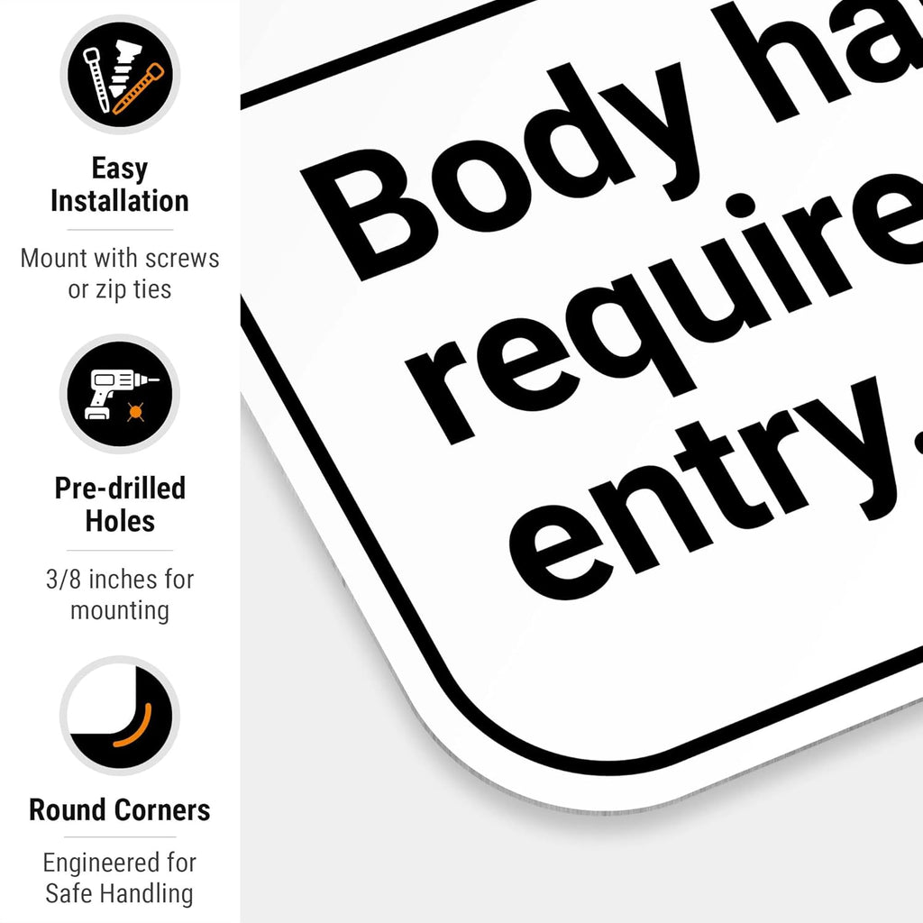 Safety Instructions Body Harness Required for Entry Sign, 12x18 Inches, Rust Free .063 Aluminum, Fade Resistant, Made in USA by Sigo Signs
