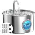 Cat Water Fountain Stainless Steel: Cat Fountain for Drinking - Pet Water Fountain for Cats Inside - 74oz/2.2L Quiet Cats Water Bowl Dispenser - Kitten Drinking Fountains - 6 Filters + 3 Sponges