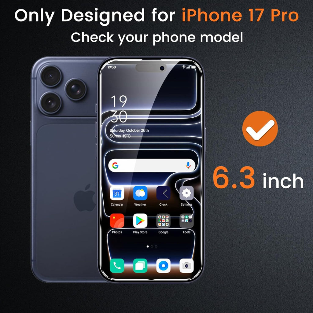 4 Pack Privacy Screen Protector for iPhone 17 Pro 6.3-Inch with 4 Pack Camera Lens Protector, Anti Spy Tempered Glass Film 9H Hardness Bubble Free Case Friendly