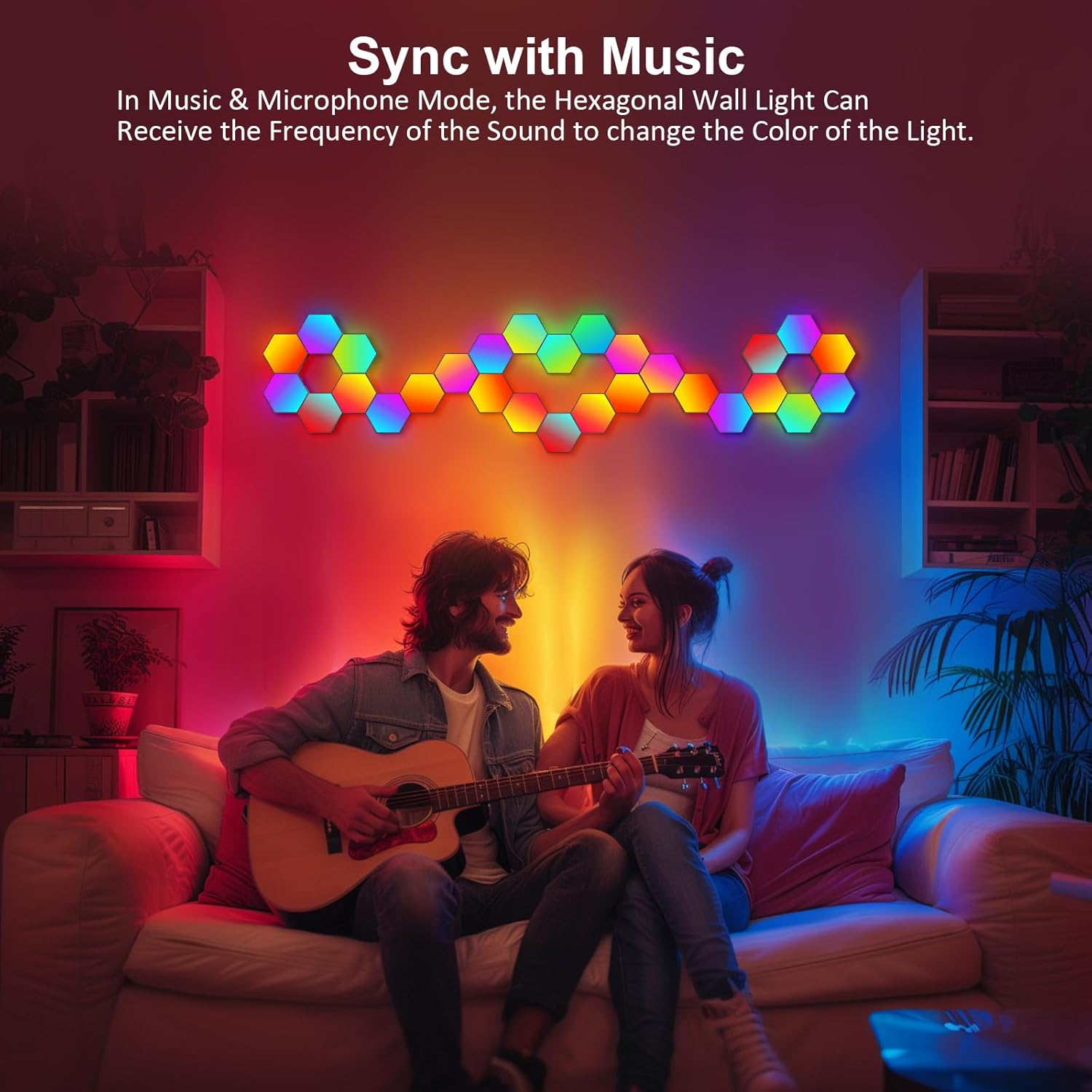 Hexagon LED Light Panels 8 Pack – RGB Wall Decor Lights with Music Sync, App & Remote – Modular Home & Christmas Decor for Bedroom, Living Room, and Room Decor