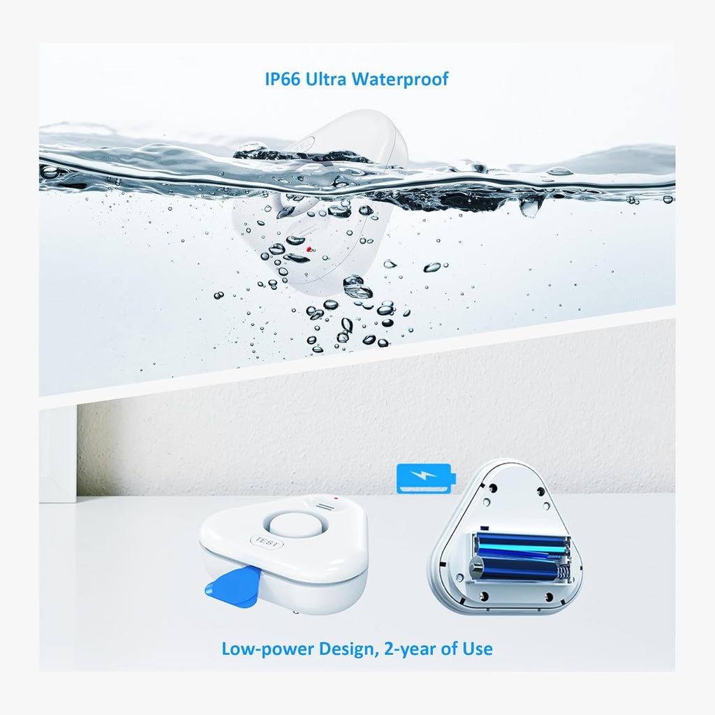 Smart Water Leak Detectors for Home WiFi with App Alerts, Stechro Ajustable 120dB Water Sensor Alarm Leak Detector for Basements Sink Kitchen Laundry, 5 Water Sensors & 1 Rechargeable Gateway