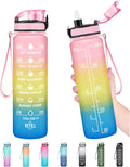 Enerbone Water Bottle, Leakproof BPA & Toxic Free, Motivational Water Bottle with Times to Drink and Straw, Fitness Sports Water Bottle with Strap for Office, Gym, Outdoor Sports