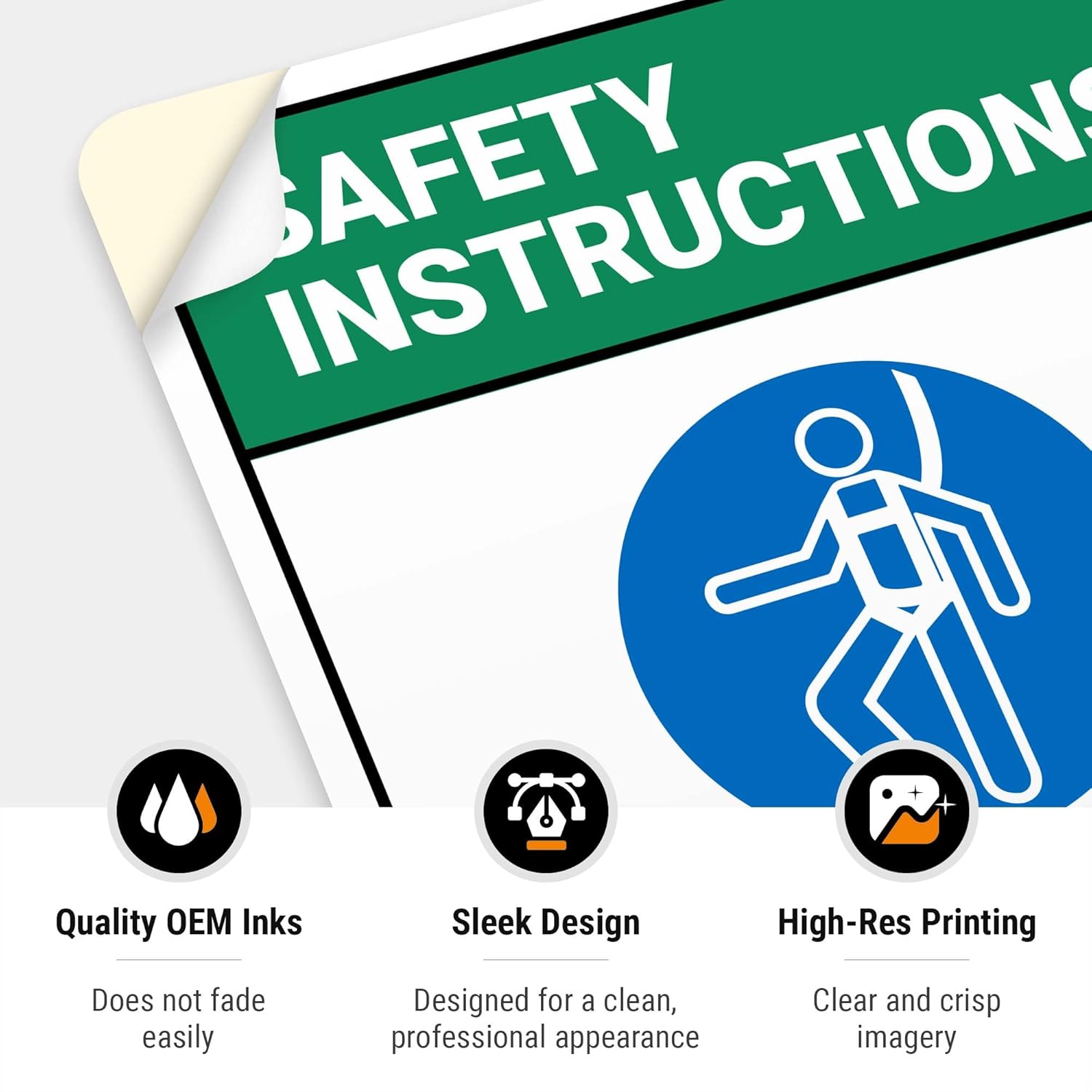 Safety Instructions Body Harness Required for Entry Sign, 10x7 Inches, 4 Mil Vinyl Decal Stickers Weather Resistant, Made in USA by Sigo Signs