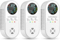 5-in-1 Carbon Monoxide Detectors, Natural Gas Leak Detector, Plug-in & Battery Backup Co Detector, HD Digital Display, CO Gas Temp Humidity Sensor, 3-Pcs, White