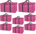 ClearSpace Heavy Duty Moving Bags or Storage Bags – Pink Storage Bins with Lids, Large Moving Boxes with Backpack Straps & Zippers,– Packing Box & Moving Supplies for College Dorm, 8 Pack